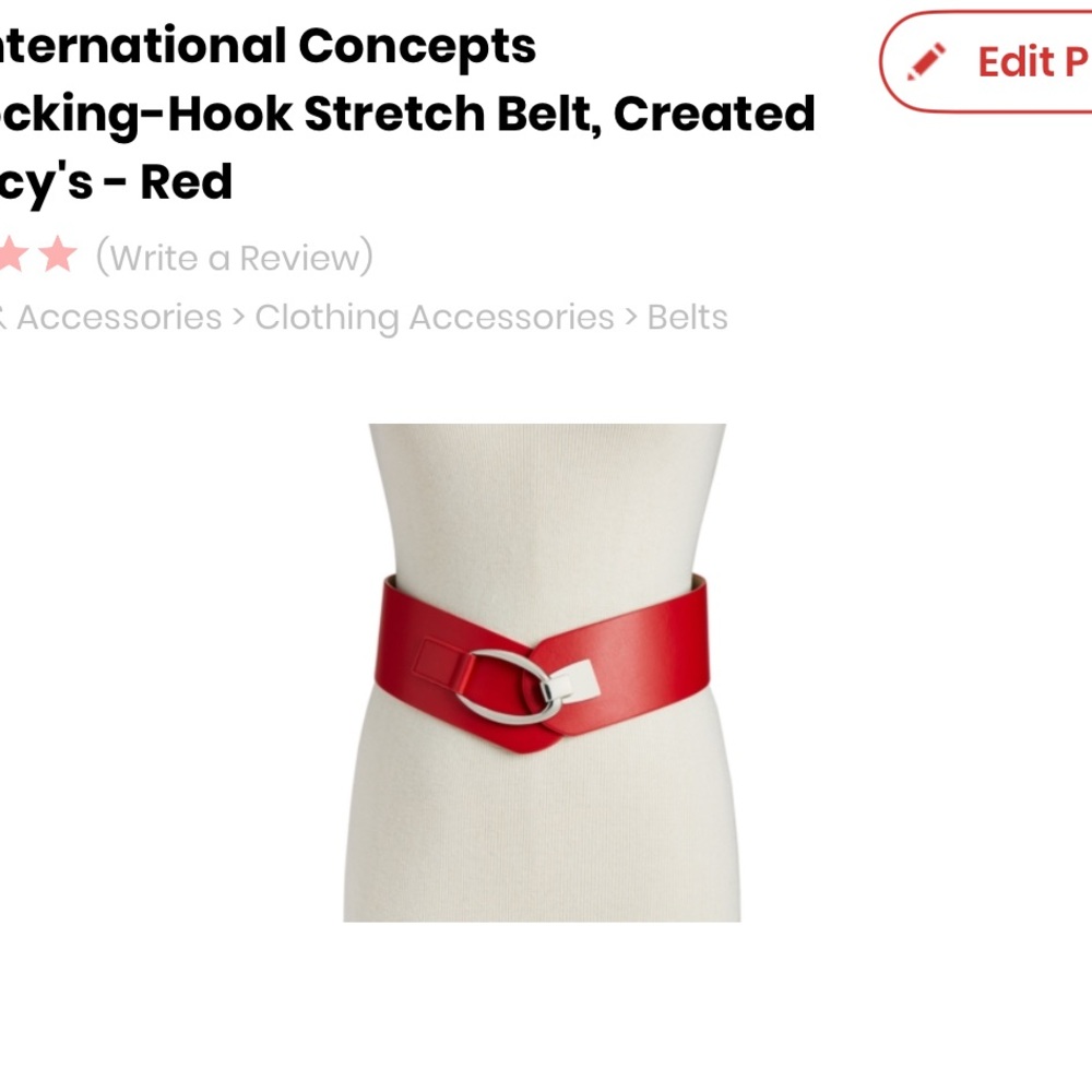 INC International Concepts Red Fashion Belt